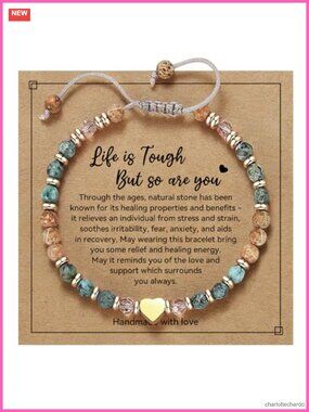 Natural Stone Stretch Bracelet Inspirational Gift for Women Healing